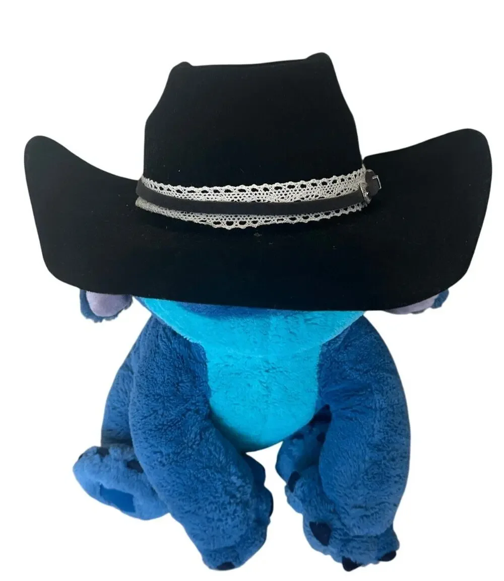 Black Felt Cowboy Hat One Size 7 1/2 Western Wool Festival Hatband Cowgirl Vegan